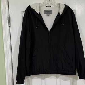 Eddie Bauer Black Hooded windbreaker Jacket, size large